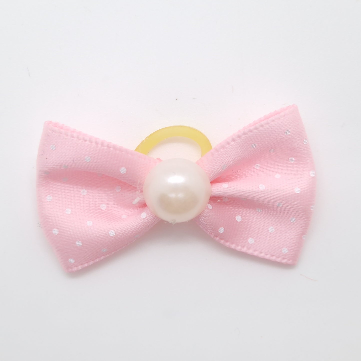 Soft Spotty Bow with Pearl on Elastic Band