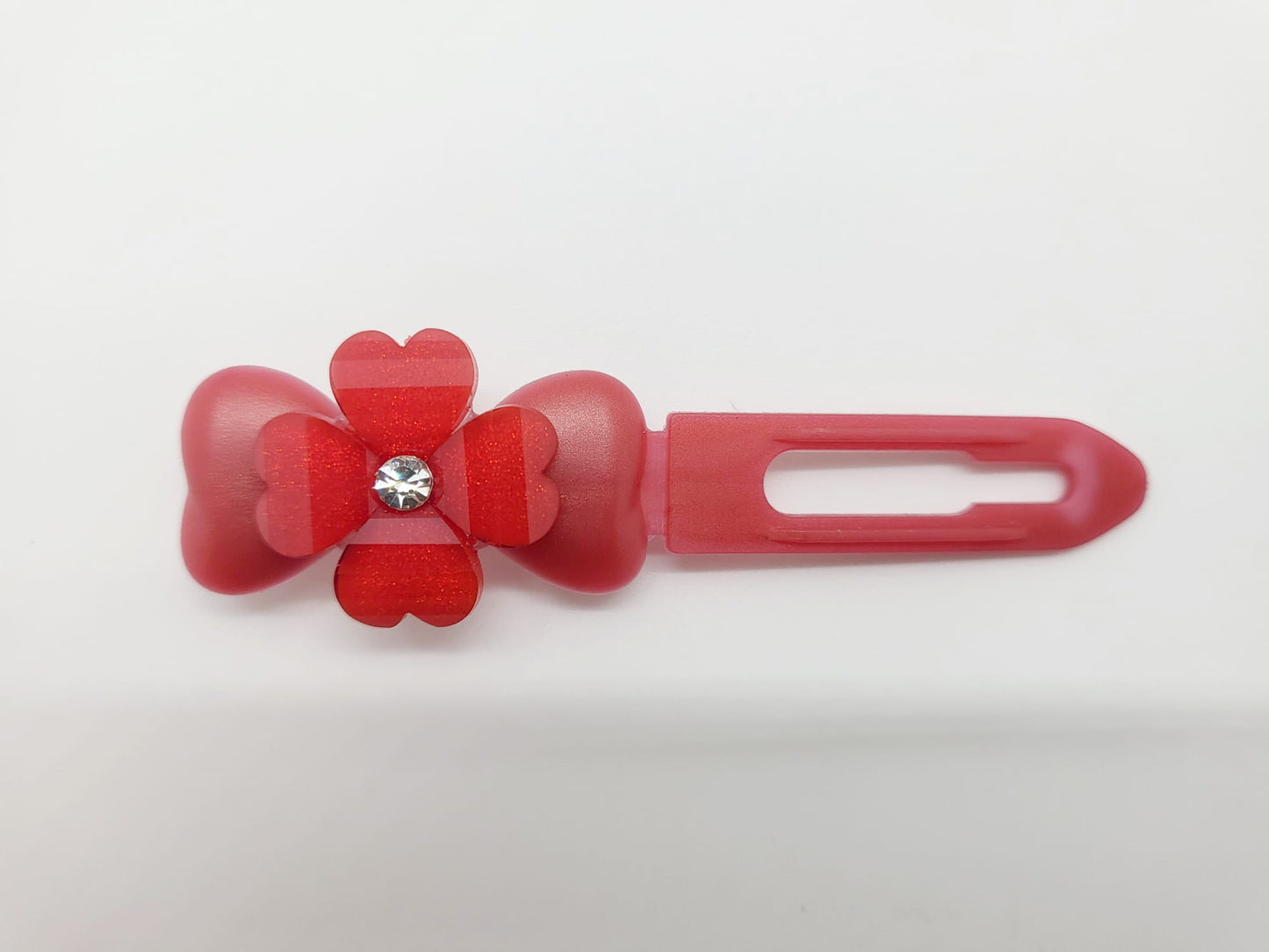 Red Glass Diamante Heart Flower Top Knot Clip