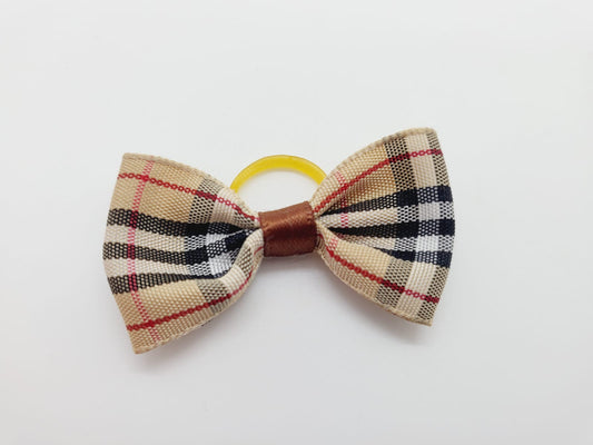 Tartan Designer Top Knot soft bow elastic band for dogs