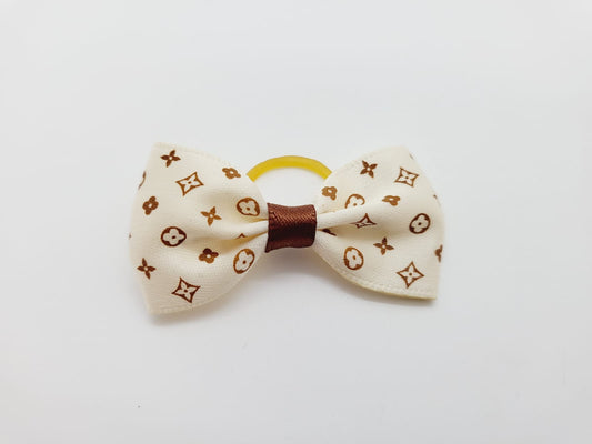 Cream Designer Top Knot soft bow elastic band for dogs