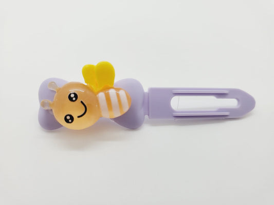 Orange Bumblebee on a lilac Top Knot Clip for dogs