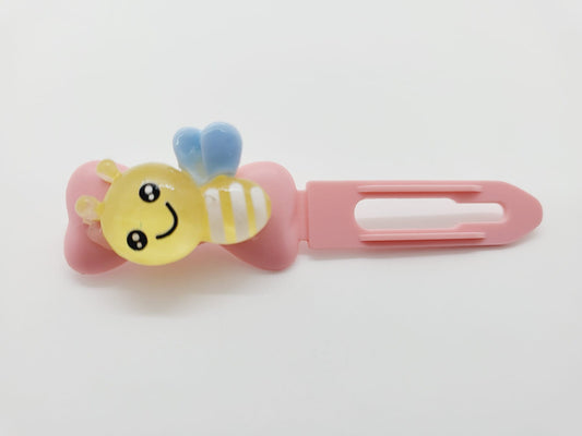 Yellow Bumblebee on a pretty pink Top Knot Clip for dogs