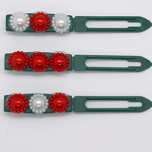 Christmas Pearls Barrette 4.5cm Novelty clip