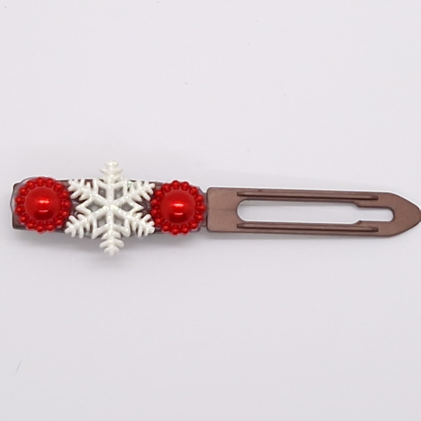 Winter Pearl & Snowflake Barrette 4.5cm Novelty clip