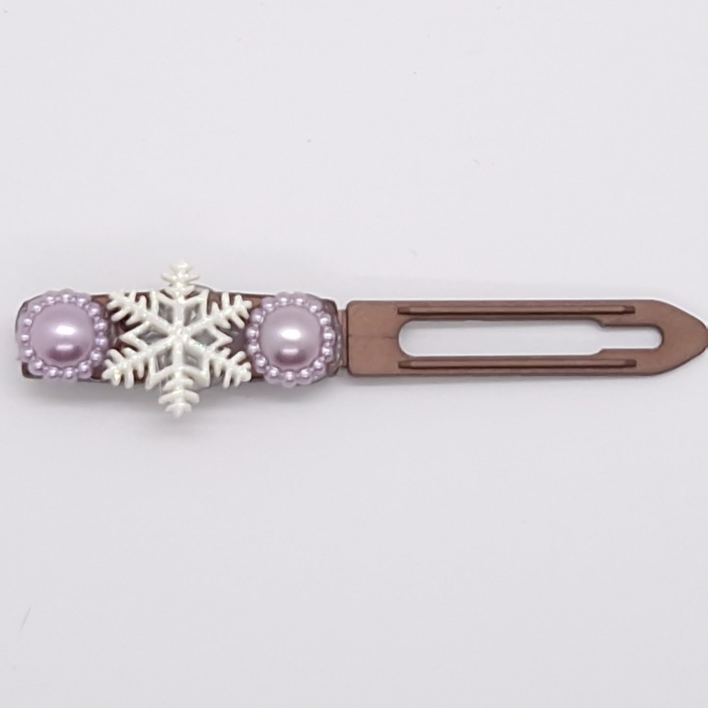 Winter Pearl & Snowflake Barrette 4.5cm Novelty clip