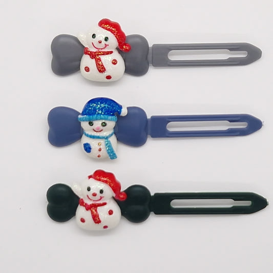 Christmas Snowmen Barrette 4.5cm Novelty clip
