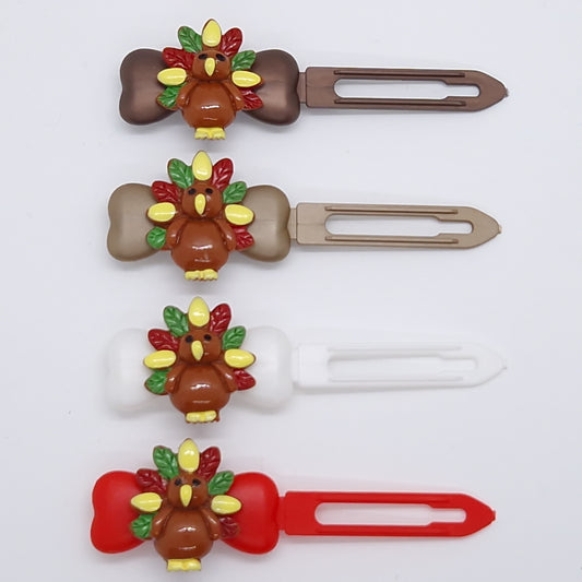 Barrette Dinde de Noël et Thanksgiving sur clip fantaisie 4,5 cm