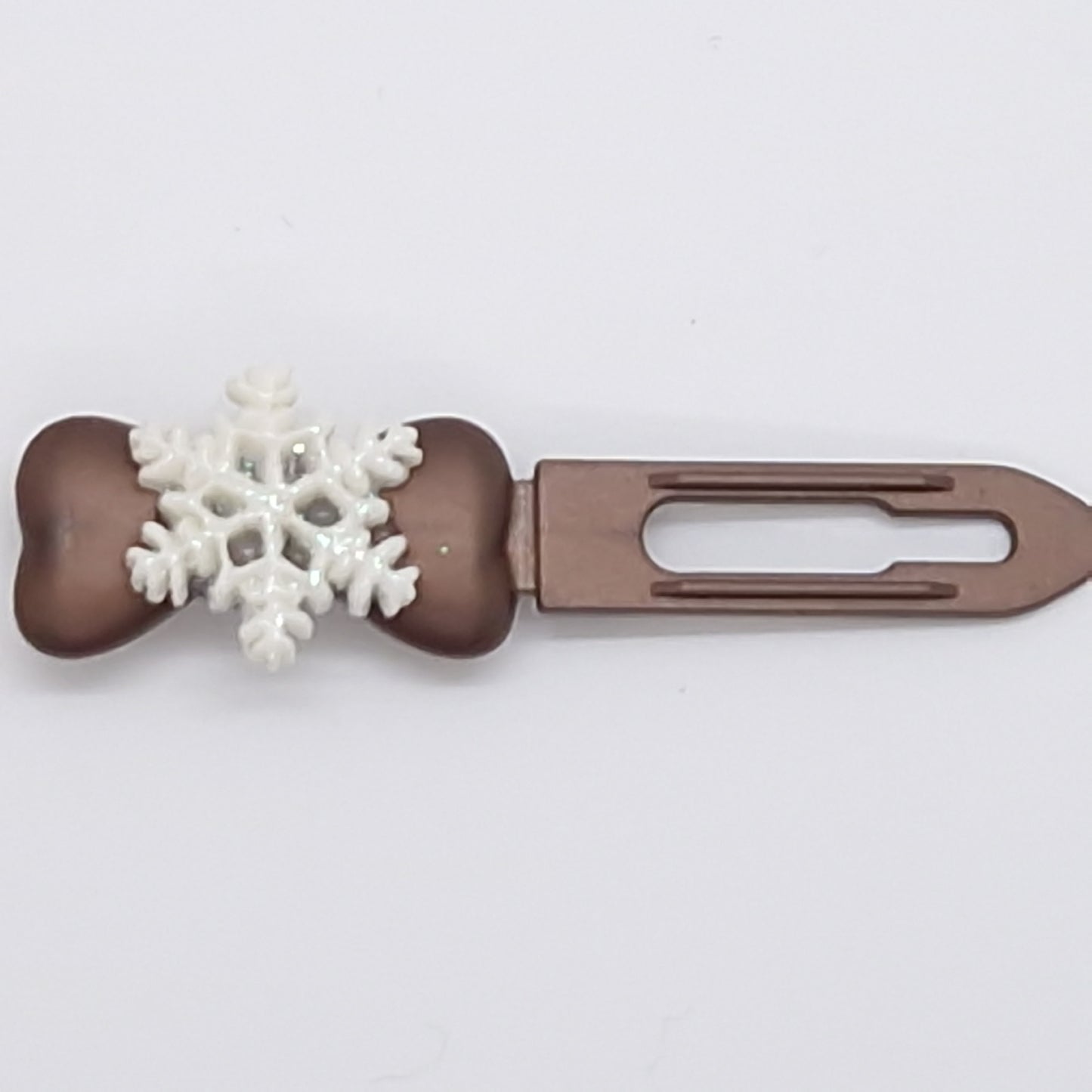 Barrette flocon de neige de Noël et d'hiver sur clip fantaisie de 3,5 cm