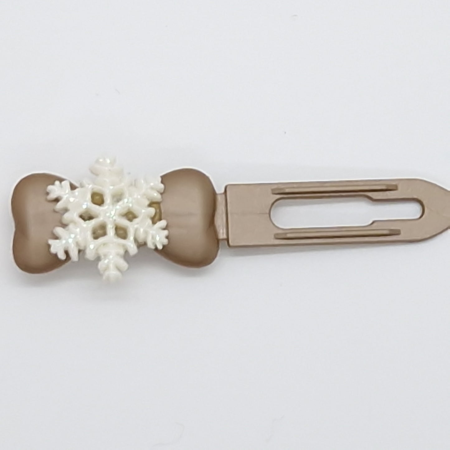 Barrette flocon de neige de Noël et d'hiver sur clip fantaisie de 3,5 cm