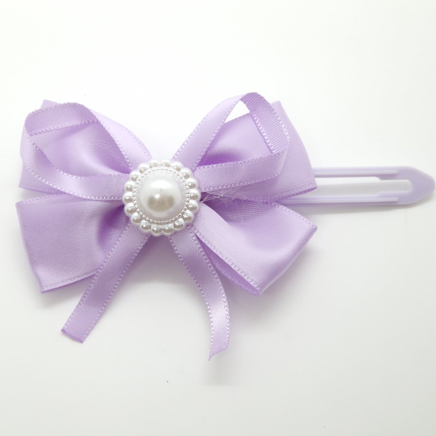 Soft Ribbon Bow With Pearl Center on 4.5cm Clip