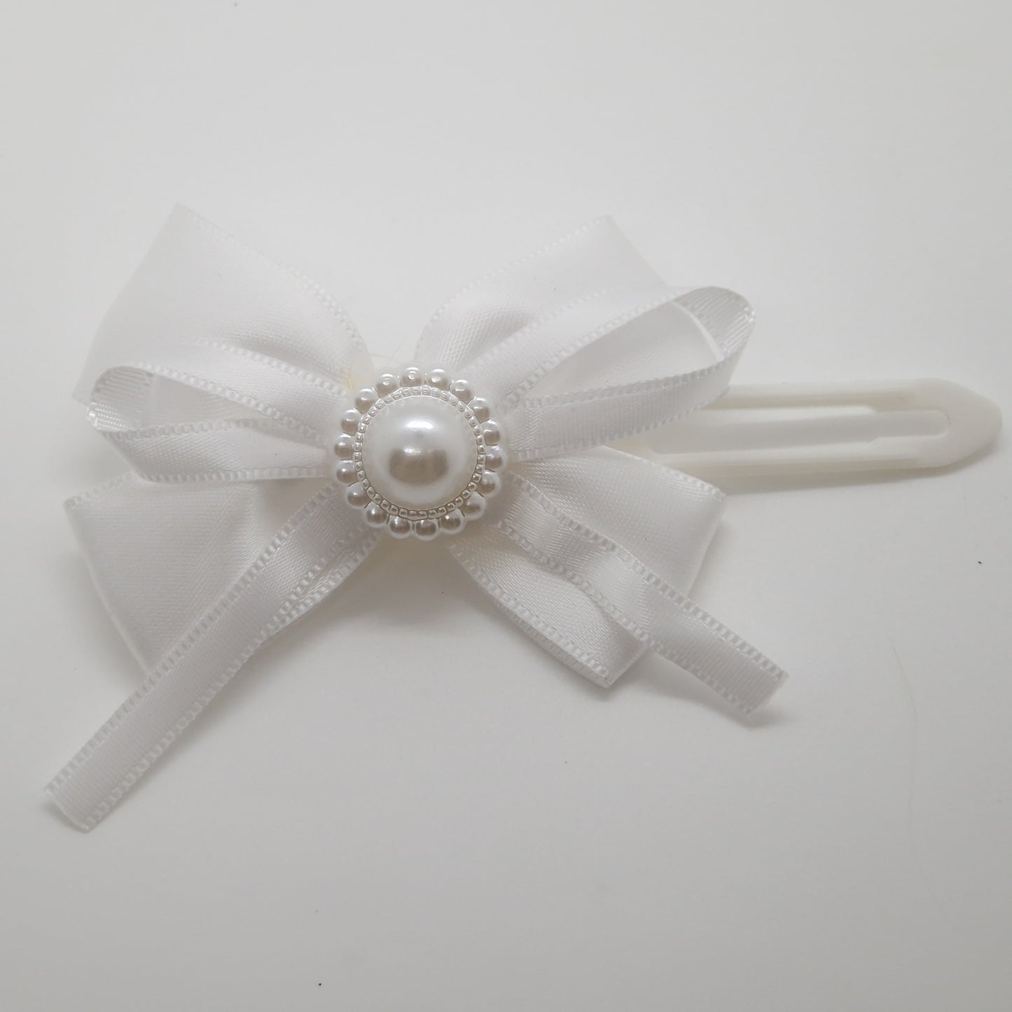 Soft Ribbon Bow With Pearl Center on 4.5cm Clip