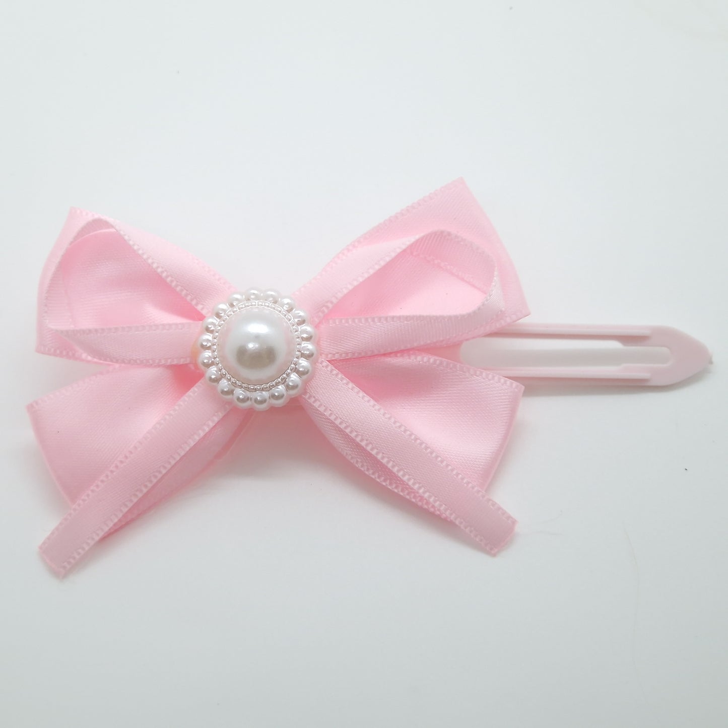 Soft Ribbon Bow With Pearl Center on 4.5cm Clip