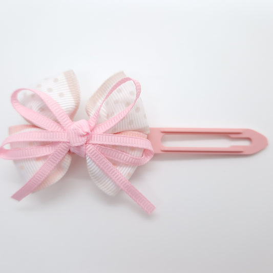 Spotty Pink Bow on 4.5cm Clip