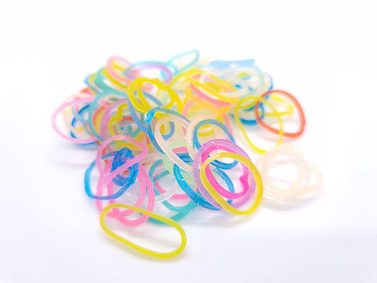 Transparente, gemischte Gummi-Gummibänder mit Knoten