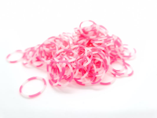 Pink & White Rubber Top Knot Elastics
