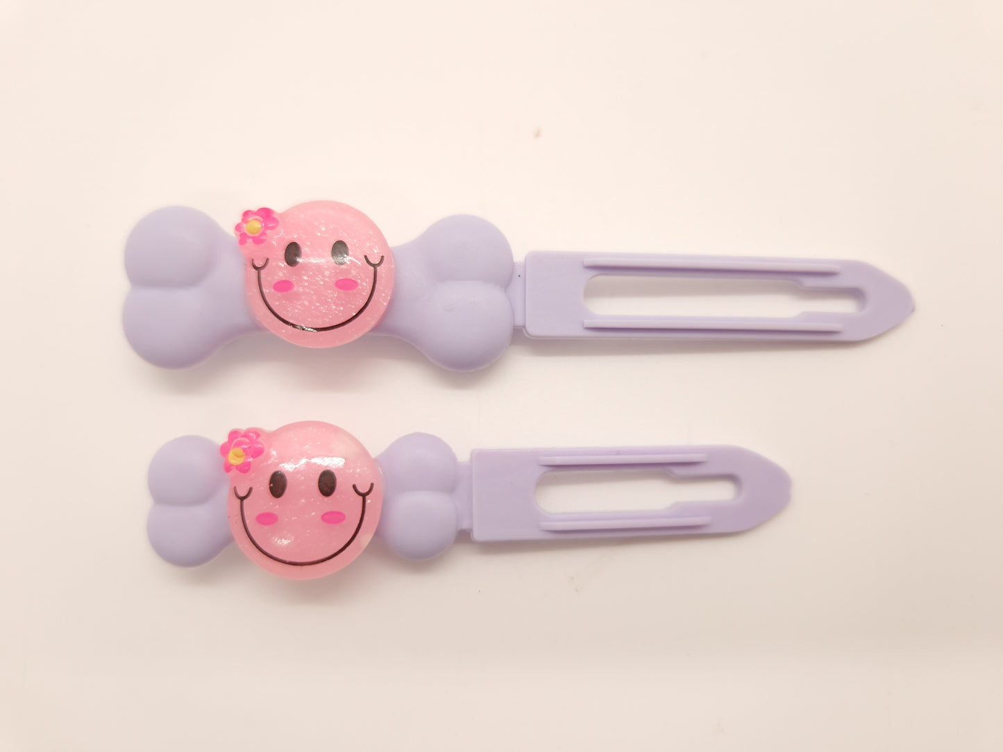 Smiley Face Barrette Novelty 3.5cm & 4.5cm clip