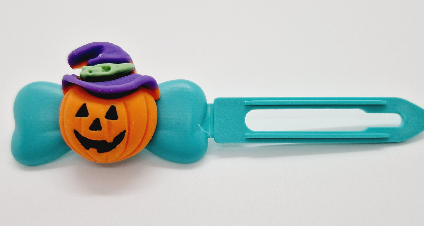 Halloween Pumpkin in Hat Barrette 4.5cm & 3.5cm Novelty clip