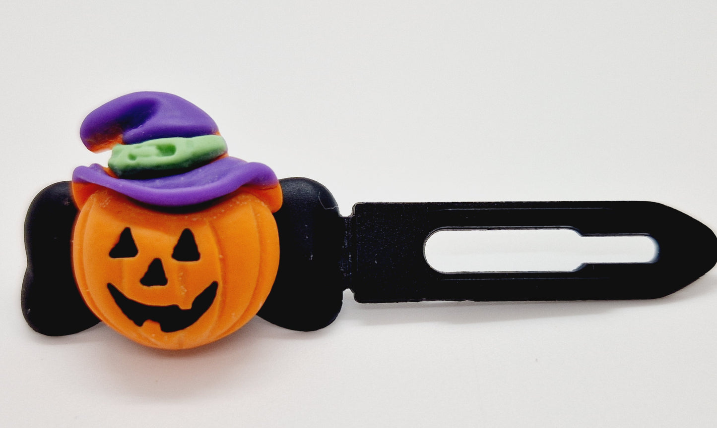 Halloween Pumpkin in Hat Barrette 4.5cm & 3.5cm Novelty clip