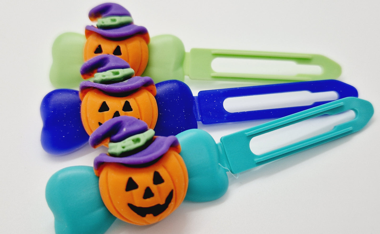 Halloween Pumpkin in Hat Barrette 4.5cm & 3.5cm Novelty clip