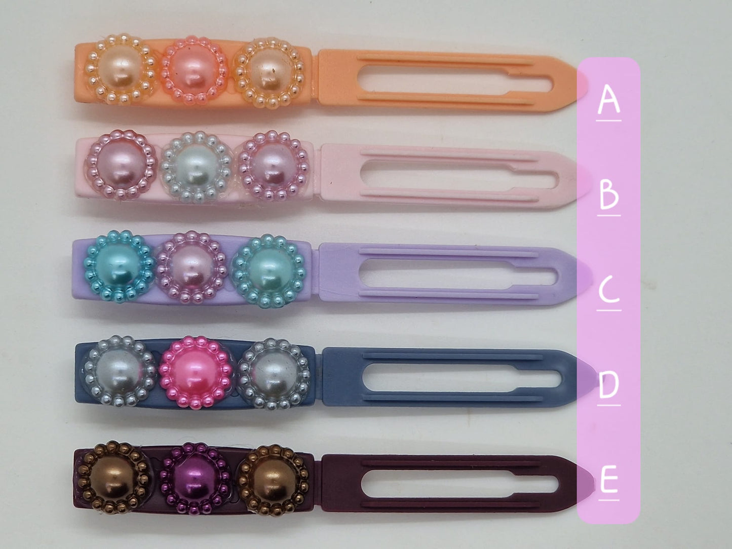 Coloured Pearls Barrette 4.5cm Novelty clip