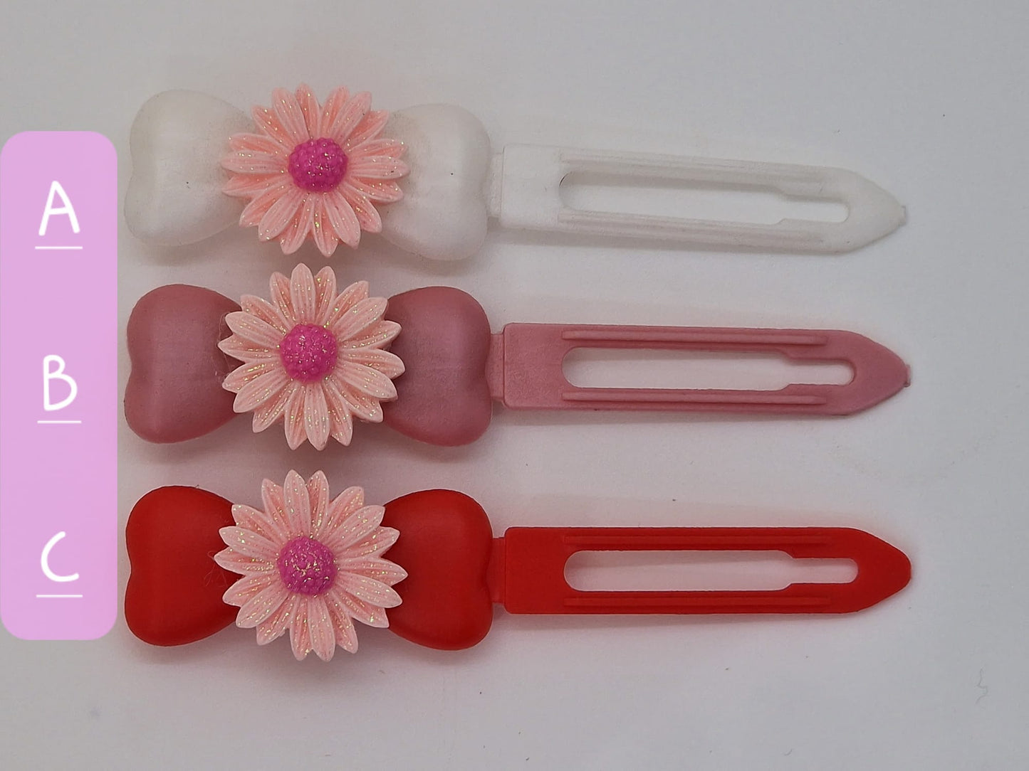 Pink Glitter Daisy Barrette 4.5cm Novelty clip