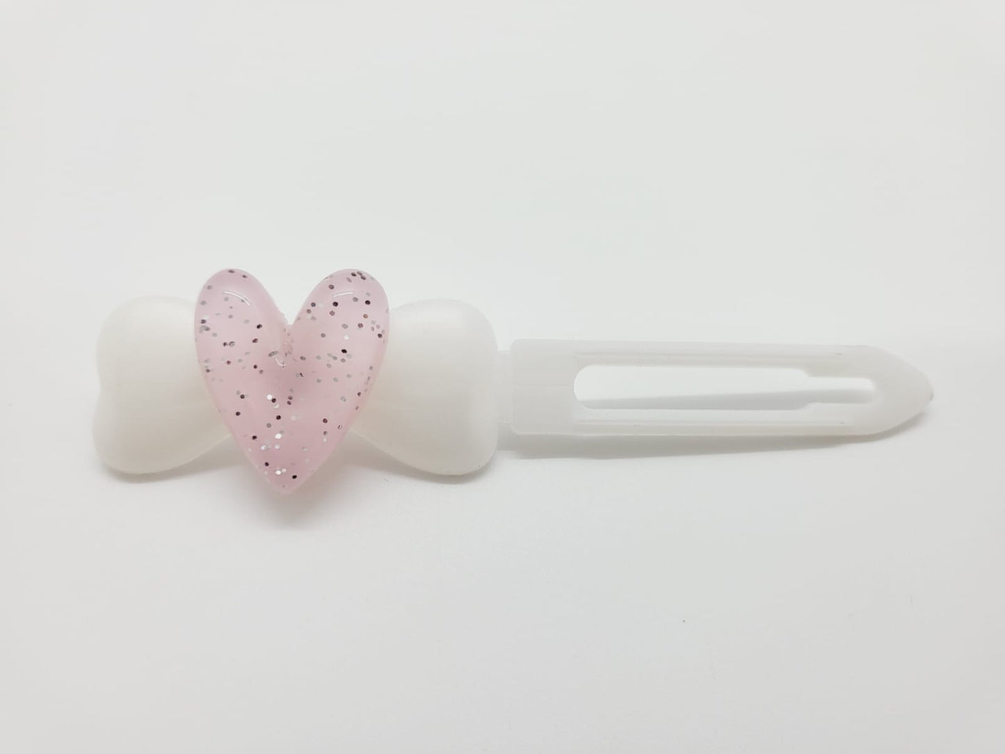 Valentine pink glitter heart on 3.5cm & 4.5cm Clips