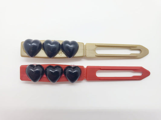 Valentine Black Pearl hearts on 4.5cm Clips
