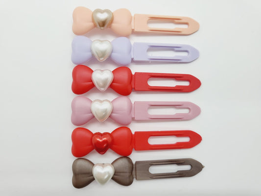 Valentine Pearl heart on 3.5cm Clips