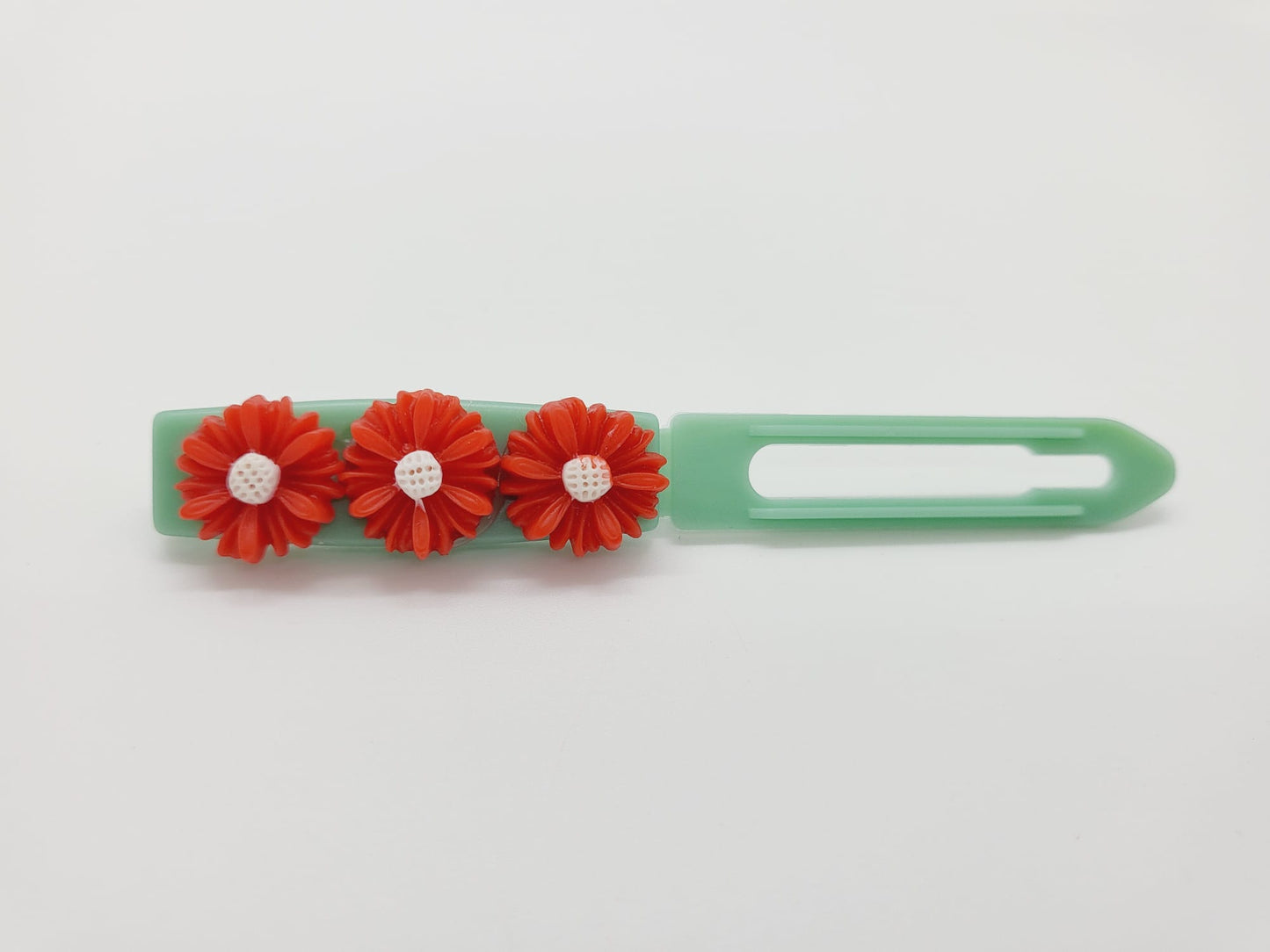 Red Daisy Chain Flower Top Knot Clip
