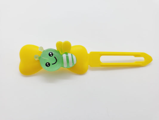 Green Bumblebee on a summer yellow Top Knot Clip for dogs
