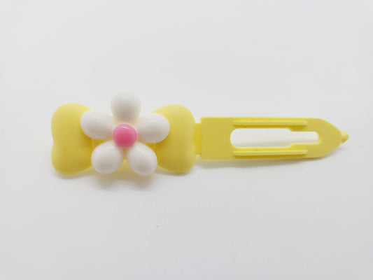 Pretty White Flower on a summer yellow Top Knot Clip for dogs