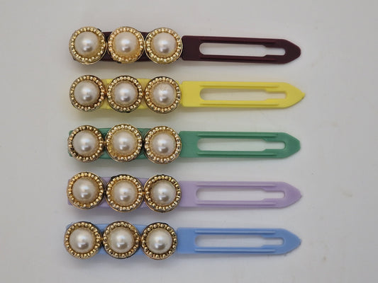 Gold Pearls Barrette 4.5cm Novelty clip.