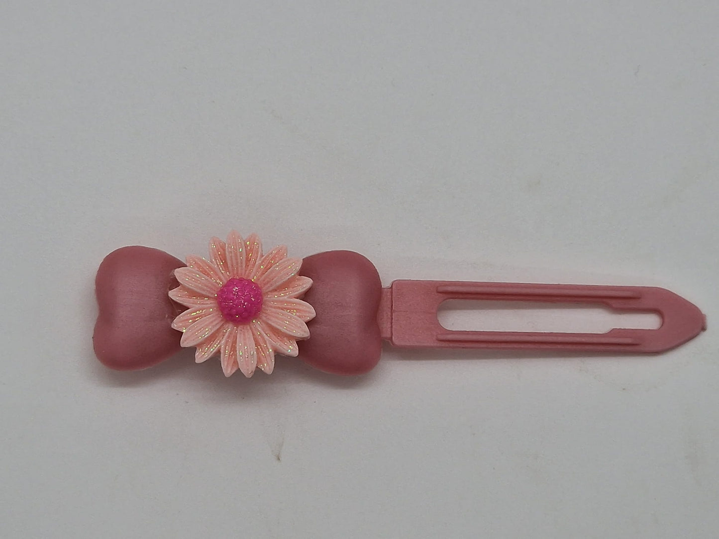 Pink Glitter Daisy Barrette 4.5cm Novelty clip