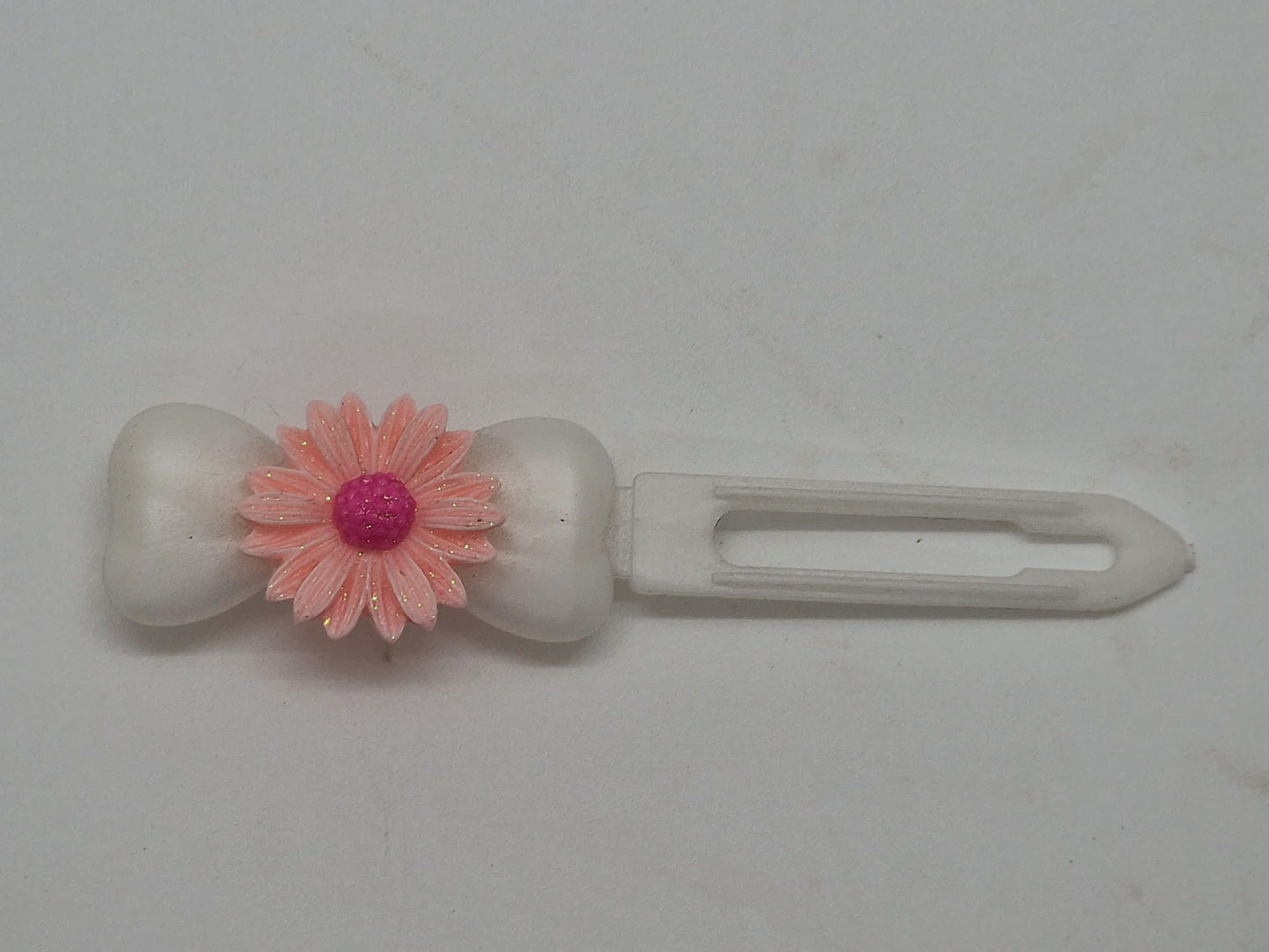 Pink Glitter Daisy Barrette 4.5cm Novelty clip